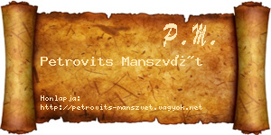 Petrovits Manszvét névjegykártya
